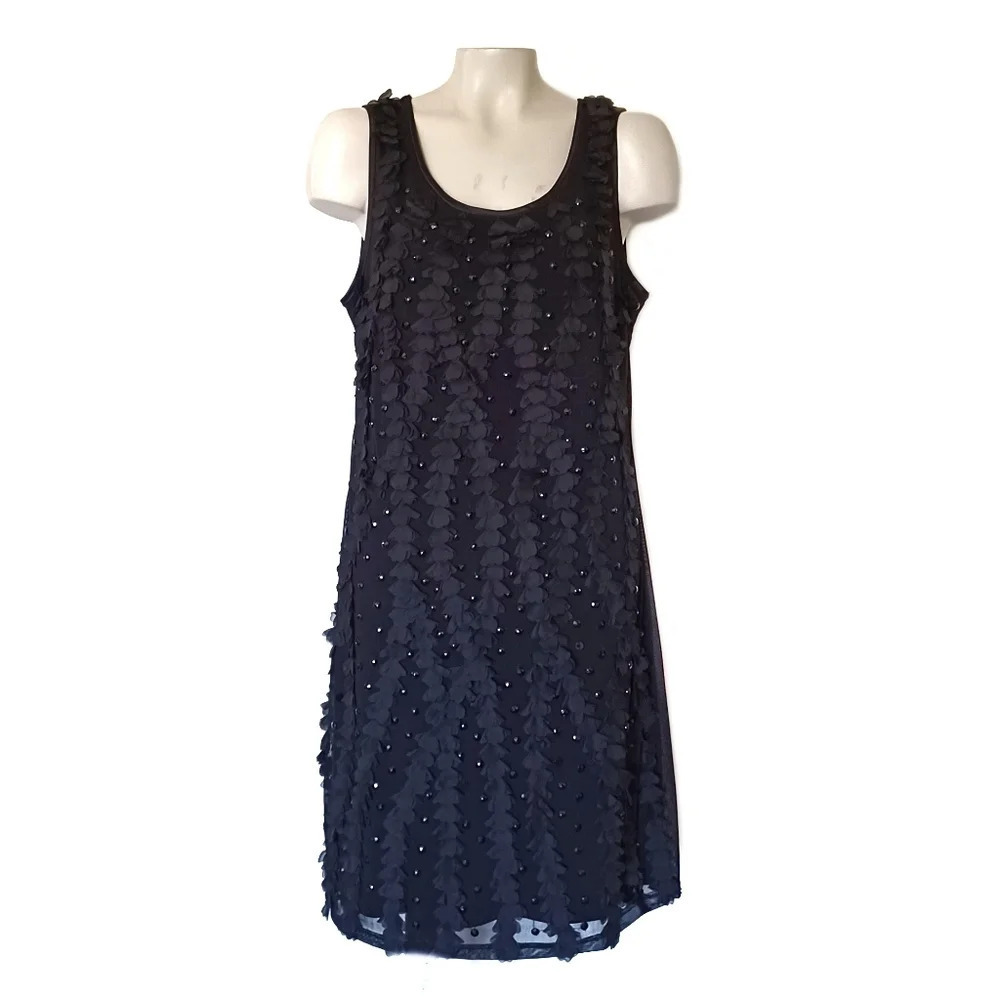 Frank Lyman Beaded Sleeveless Cocktail Dress Flapper Occasion Evening Art Deco